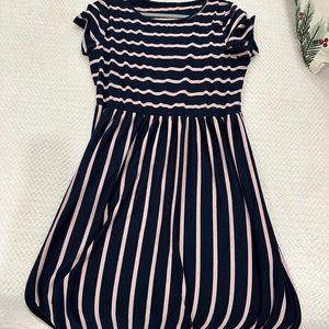 Blue and pink maxi dress